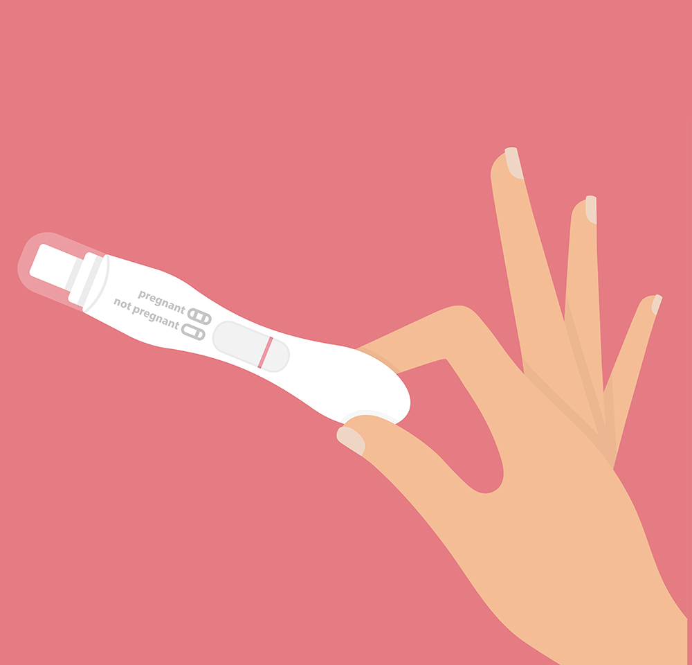 380. Womans hand holding negative pregnancy test1 Беременность